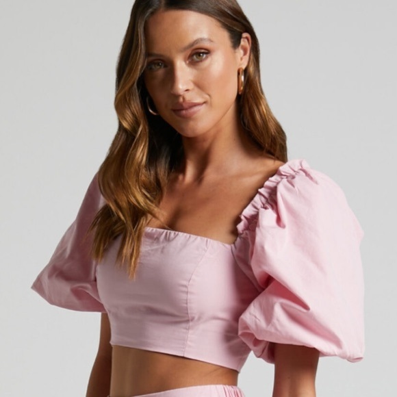 NWT SHOWPO. Branson crop top Pink Puff Sleeve size 4 - Picture 5 of 7
